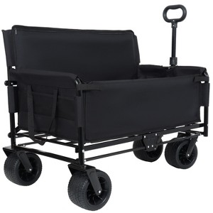 CAVINAS 3-in-1 Convertible Folding Wagon Cart, 500lbs Heavy-Duty Shopping Cart with Bench Seat & Storage, Wagon for Camping, Sports - 1 of 4