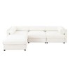 Elegant White Chenille  Sofa with Storage Seat and Ottoman, L-Shaped 3-Seater Cylindrical Backrest and Armrests - 4 of 4