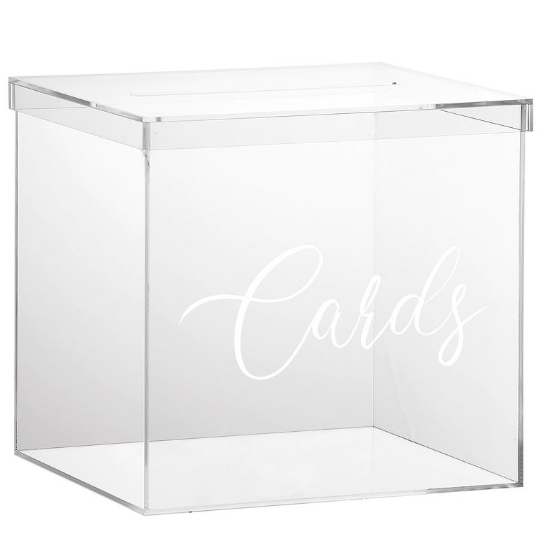 OnDisplay 10" Luxe Acrylic Clear Wedding Card Box w/Lid - Lucite Gift/Money Box, 1 of 5