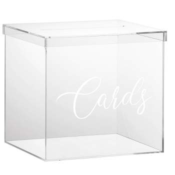 OnDisplay 10" Luxe Acrylic Clear Wedding Card Box w/Lid - Lucite Gift/Money Box