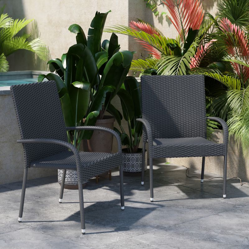 Flash Furniture Maxim Indoor/Outdoor Wicker Dining Chairs with Fade & Weather-Resistant Steel Frames for Patio and Deck, 5 of 13