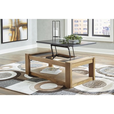 Quentina Rectangular Lift-Top Coffee Table with Faux Stone Top