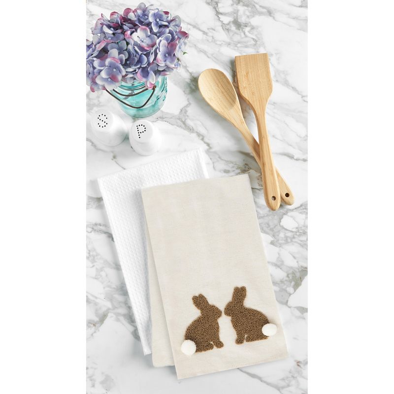 C&F Home Natural Easter Bunny Pom-Pom Cotton Kitchen Towel, 4 of 8