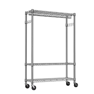 AZL1 Life Concept Garment Racks, Heavy Duty Rolling Wardrobe Organizer with Adjustable Height for Commercial and Home, Silver, 45.3"*15.7"*79.6" - 1 of 4