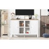 TIRAMISUBEST Retro TV Stand for TVs up to 43 Inches, Entertainment Center Media Console Cabinet with 3 Spacious Cabinets and Glass Doors - 4 of 4