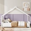 House Bed with Roof and Colorful Lights, Fun Bed for Kids and Teens, Low to Ground Design, Bed with Iron Frame Structure-Baofuwish - 3 of 4