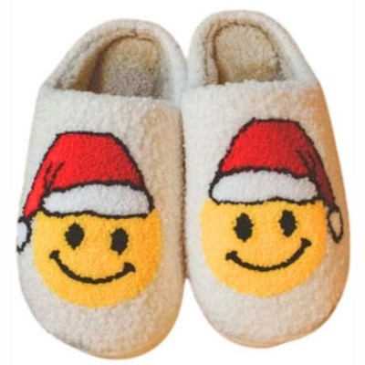 Women's Unisex Santa Christmas Happy Face Slippers - Katydid