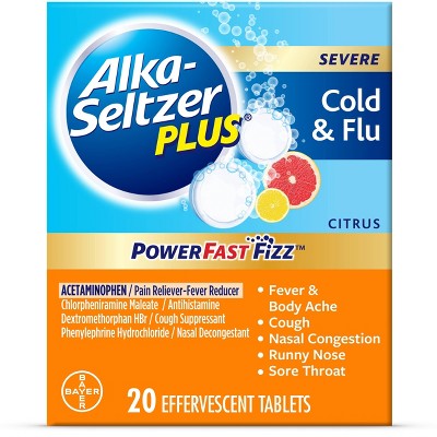Alka-Seltzer Plus NSAID Powerfast Fizz Cold & Flu Tablet - Citrus - 20ct