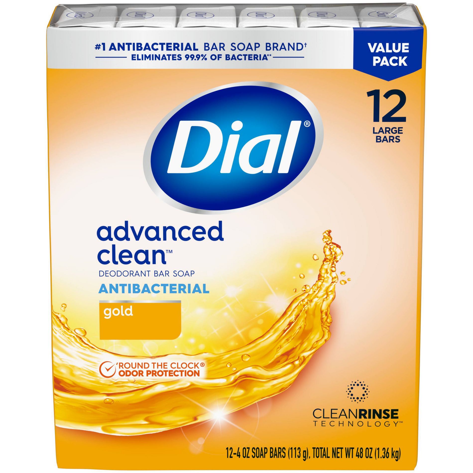 Dial Advanced Clean Gold Antibacterial Deodorant Bar Soap