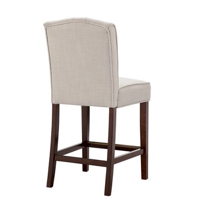 Tan Tufted Parsons Counter Stool with Espresso Birch Legs
