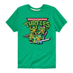 Boys' - Teenage Mutant Ninja Turtles - Gaming Group And Logo Short Sleeve Graphic T-Shirt - 1 of 4