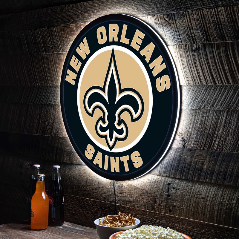 Evergreen Ultra-Thin Edgelight LED Wall Decor, Round, New Orleans Saints- 23 x 23 Inches Made In USA, 2 of 7