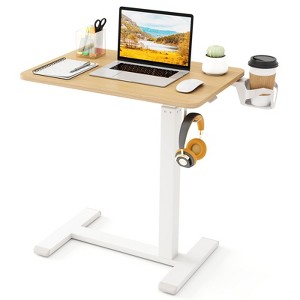 Tangkula Mobile Standing Desk Height Adjustable Overbed Bedside Table w/ Cup Holder & Headphone Hook - 1 of 4