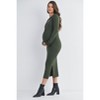 Hello Miz Women's Long Sleeve Ribbed Collared V Neck Maternity Midi Dress - 2 of 4