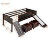 NicBex Twin Size Loft Bed with Ladder & 2 Storage Boxes,Loft Bed Frame with Guardrails & Slide,Bed Frame for Kids,Box Spring Not Required,Esprsso - 3 of 4