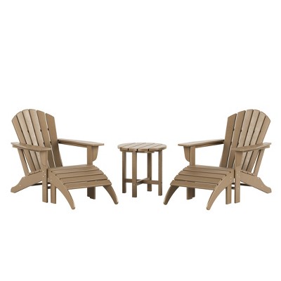 WestinTrends Dylan HDPE Outdoor Patio Adirondack Chairs with Ottomans and Side Table (5-Piece Conversation Set)
