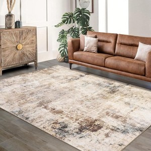 Machine Washable Area Rugs Lightweight Throw Soft Carpet Boho Botanical Floral Ultra-Thin Indoor Rug - 1 of 4