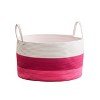 Gulches Cotton Round White Pink Laundry and Storage Basket£¬Pink+White - 2 of 4