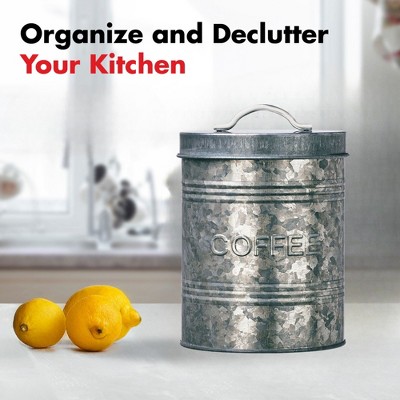 Amici Home Farmhouse Kitchen Coffee Canister, Galvanized Metal Organizer Jar with Airtight Silicone Seal - Rustic 76 Oz. Food Storage Container — фото 4