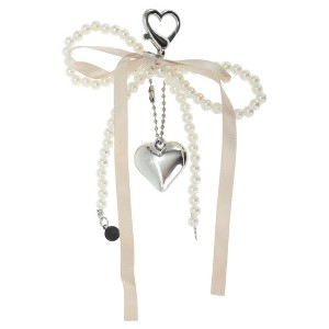 Unique Bargains Ribbon Bow Heart Handbag Charms Keychains 1 Pc - 1 of 4