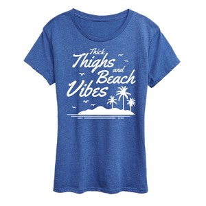 Women's - Instant Message - Thick Thighs Beach Vibes Short Sleeve Graphic T-Shirt - 1 of 4