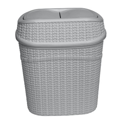 LunaLulinlk 2.5 gal Sailor Knot Plastic Swing Top Bathroom Trash Can, Gray