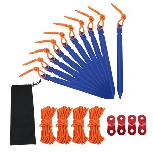 Unique Bargains Reusable 10xNails 1xBag 4xRopes 4xDouble Eye Rivets Tent Pegs 1 Set - 1 of 4