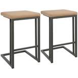 Set of 2 Roman Industrial Counter Height Barstool Gray/Camel - LumiSource