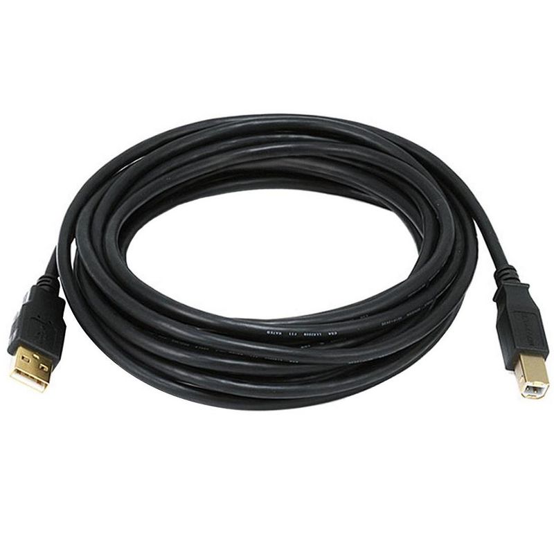 Monoprice USB 2.0 Cable - 15 Feet - Black | USB Type-A Male to USB Type-B Male, 28/24AWG with Ferrite Core, Gold Plated, 4 of 7