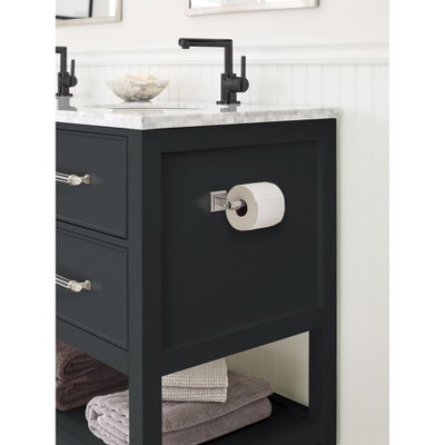 Clear and Brushed Nickel Single Post Toilet Paper Holder
