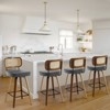 Bekrvio Swivel Counter Height Bar Stools - 26" Faux Leather Upholstered with Rattan Back,Ideal for Kitchen Island - 3 of 4