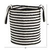 Nearly Natural 13-in Boho Chic Basket Planter Natural Cotton, Handwoven Black and White Stripe with Handles - 2 of 2