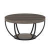 Resenkos Wooden Coffee Table, 2-Tier Round Central Cocktail Table with Shelves,Gray - 2 of 4