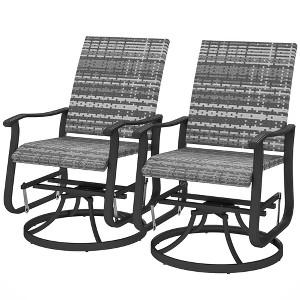 Wicker Rattan Swivel Patio Glider Chair Set of 2, Outdoor Glider Chair with Steel Frame, High Back - 1 of 4