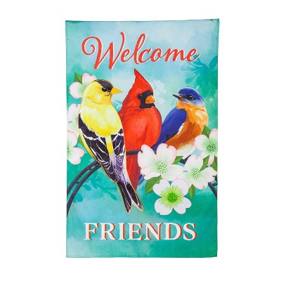 Evergreen Welcome Friends Burlap House Flag 28 x 44 Inches Outdoor Decor for Homes and Gardens