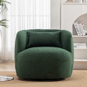 KINWELL 34" Poly Blend Boucle Fabric Upholstered Swivel Armchair - 1 of 4