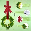 KOVOT Set of 4 Hanging Wreaths with Lights, Black & Red Plaid Ribbon Bow. Christmas Decoration for Cabinets, Chairs, Doors, Railings & Windows - 2 of 4