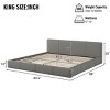 Wood Frame Bed with Faux Leather Upholstered Headboard, Modern Minimalist Low Profile Platform Bed for Bedroom-Baofuwish - 4 of 4