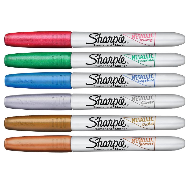 Sharpie 6pk Permanent Markers Fine Tip Metallic Multicolored, 2 of 10