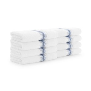 Aston & Arden Luxury Ring Spun Cotton Washcloths (8 Pack), 600 GSM, 13x13 in., White with Striped Ombre Border - 1 of 4