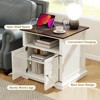 MUUEGM 24" Farmhouse End Table| Wood Rustic Nightstand Bedside Table with Charging Station and Barn Door - 3 of 4