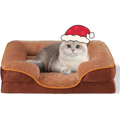 Gsluuk 24'' Orthopedic Dog Bed for Small Dog, Memory Foam Dog Bed, Egg-Crate Foam Dog Couch Bed with Washable Removable Cover, Brown