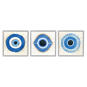 Stupell Industries Spiritual Evil Eye Mati Symbol 3pc Framed Giclee Art Set, Gray, 17" x 17" - 1 of 4