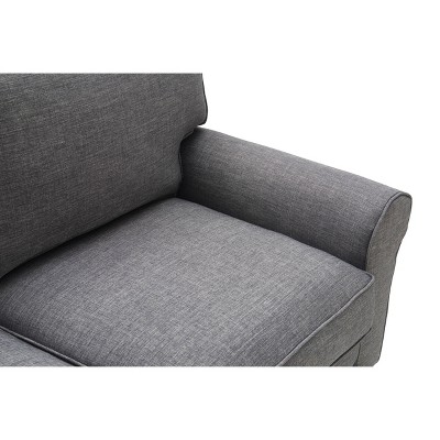 Gray Fabric Rolled Arm Sofa with Removable Cushions