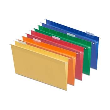 HITOUCH BUSINESS SERVICES Reinforced Hanging File Folders 5-Tab Legal Size Assorted Colors 25/BX