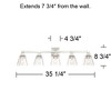 Regency Hill Mencino Modern Wall Light Satin Nickel Hardwire 35 1/4" 5-Light Fixture Clear Glass Shade for Bedroom Bathroom Vanity Living Room Hallway - 4 of 4