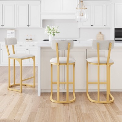 Bar Stools Set, Counter Height Bar Stools for Kitchen Counter, Island Chairs, Modern Tall Barstools with Back, Metal Counter Stools with Upholstered