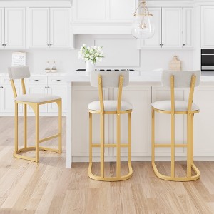 Bar Stools Set, Counter Height Bar Stools for Kitchen Counter, Island Chairs, Modern Tall Barstools with Back, Metal Counter Stools with Upholstered - 1 of 4