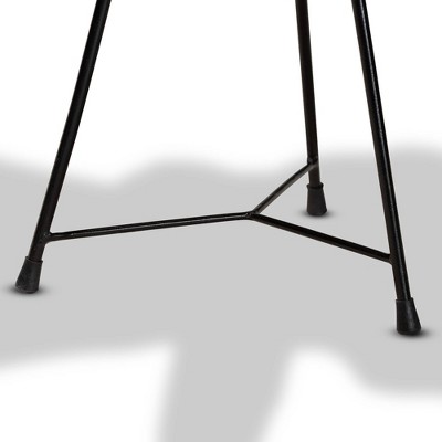 Merci Natural Brown Teak Wood and Black Metal Abstract Accent Table