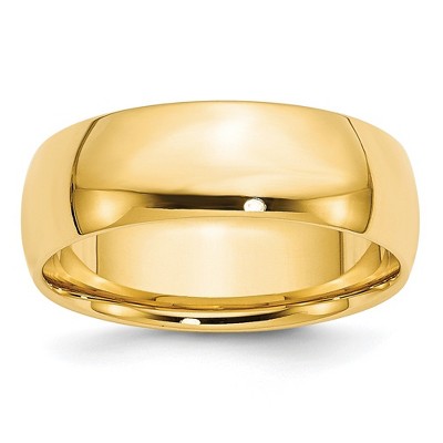 Black Bow Jewelry 7mm or 8mm 10K Yellow Gold Lightweight Domed Comfort Fit Band